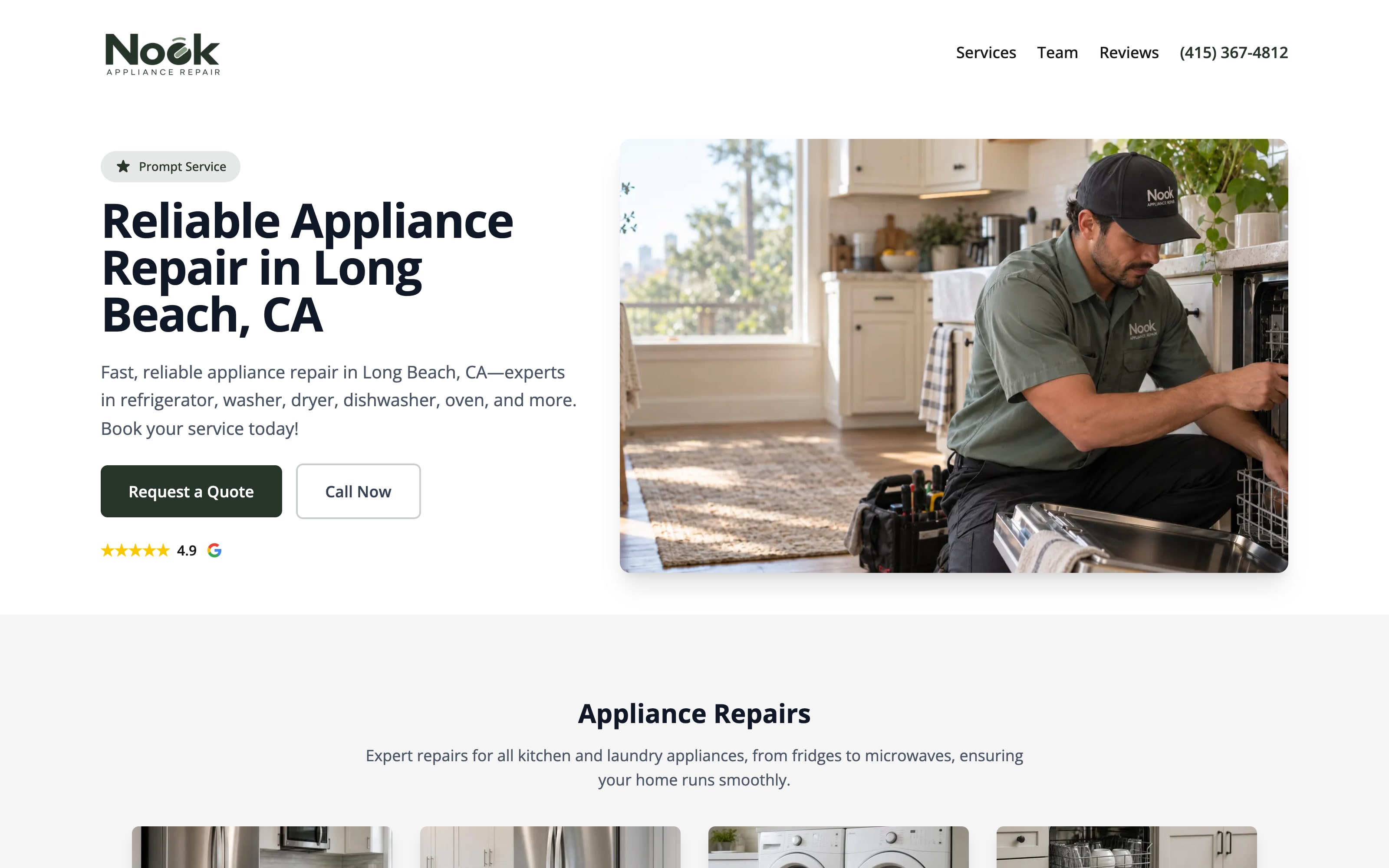Appliance repair website builder preview