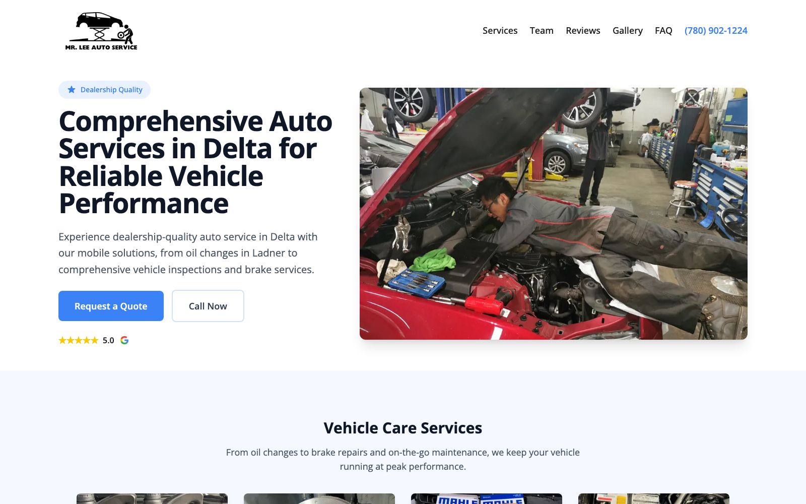 Auto repair shop website builder preview