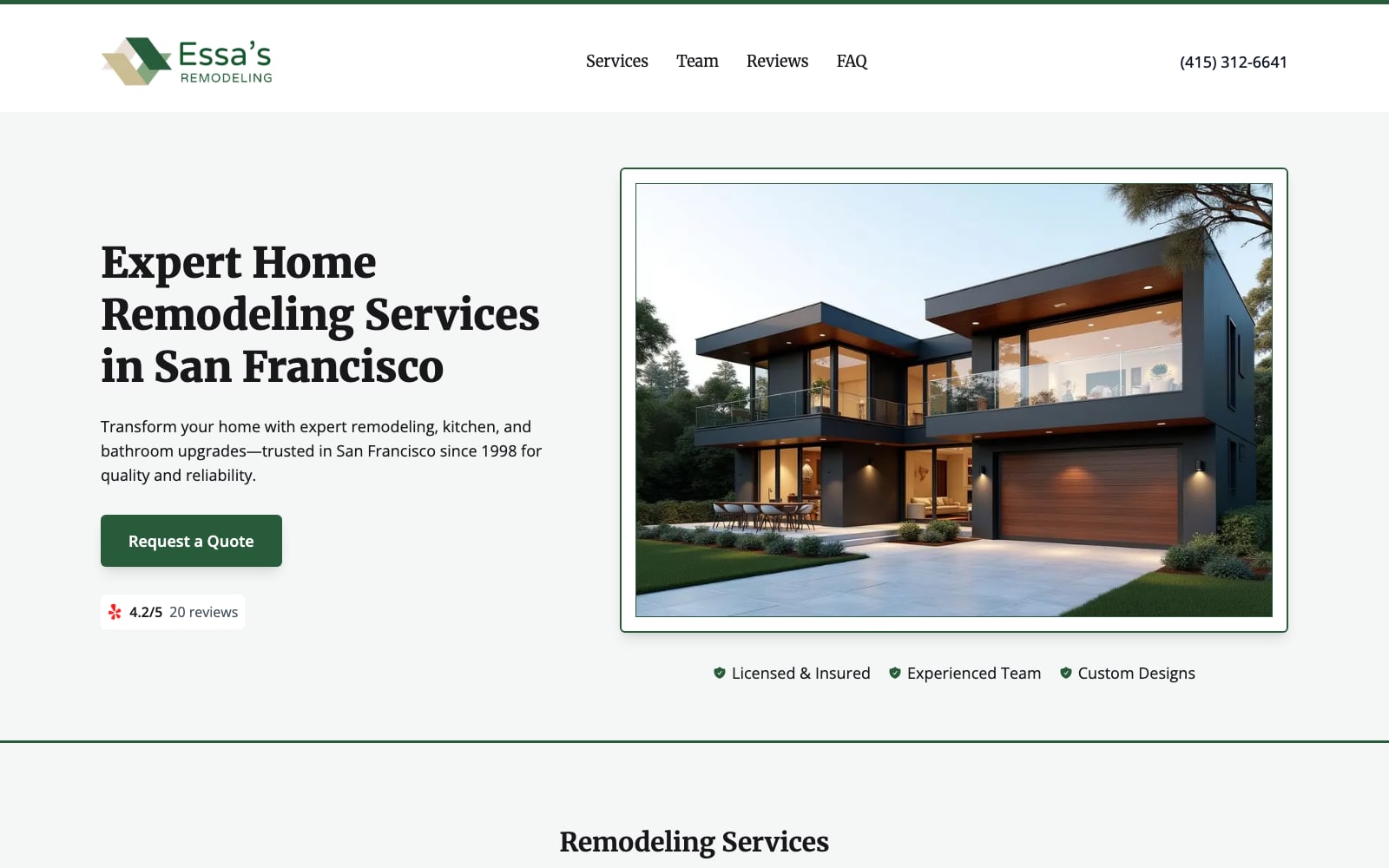 Contractor website builder preview