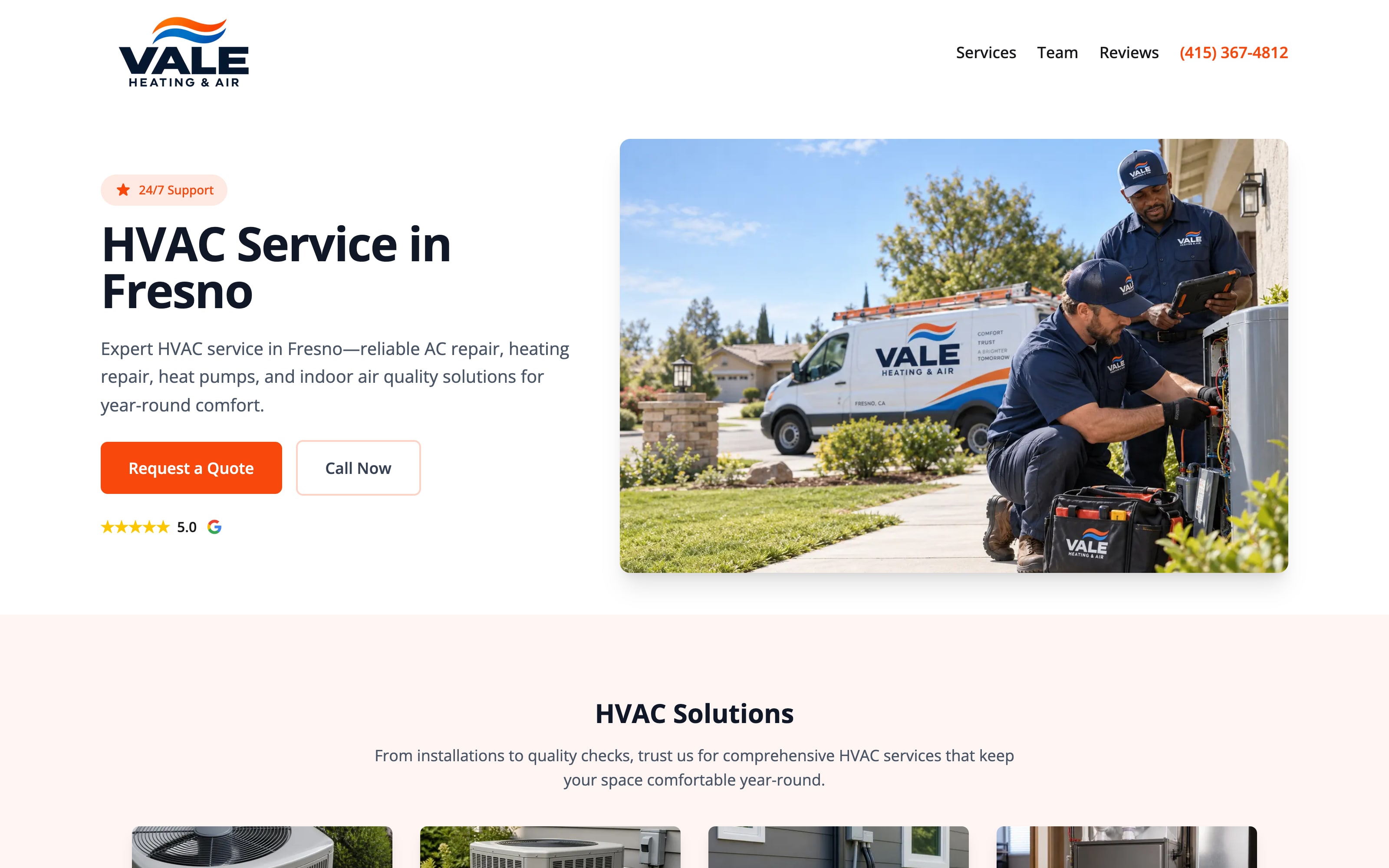 HVAC website builder preview