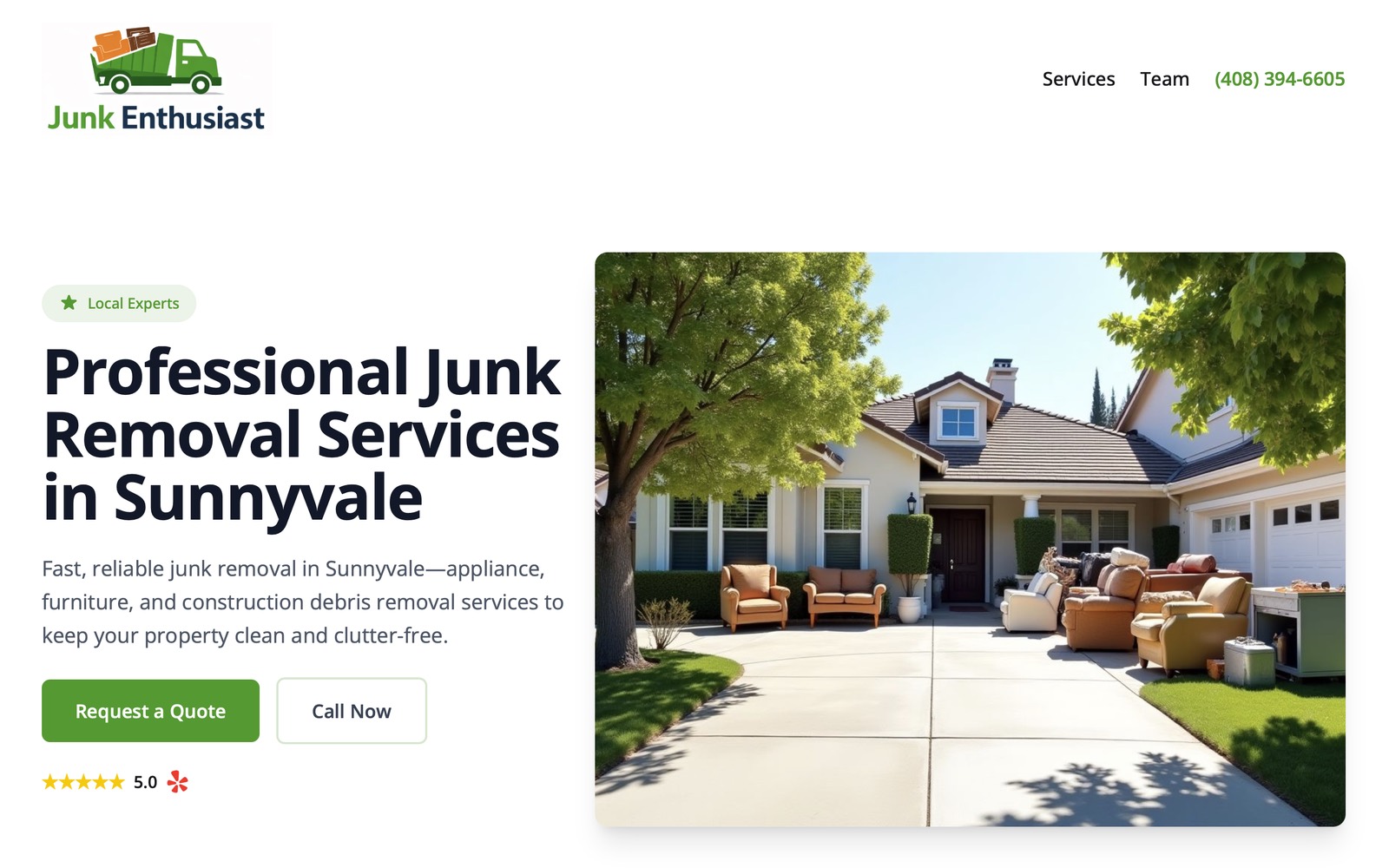 Junk removal website builder preview