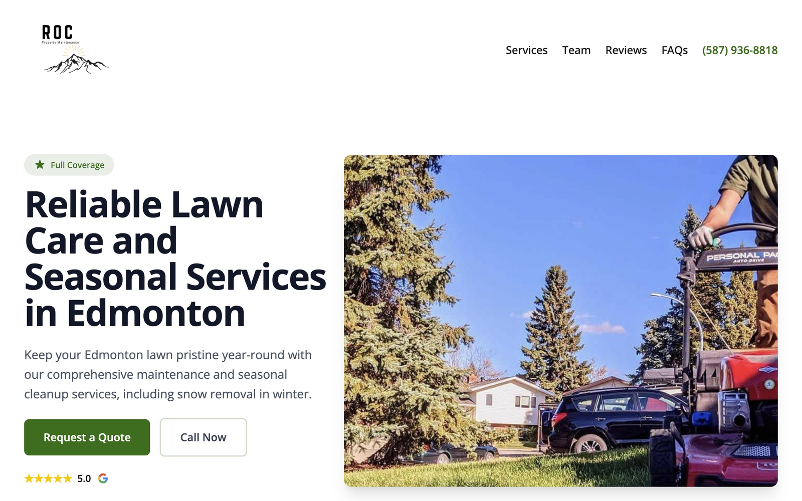 Lawn care website builder preview