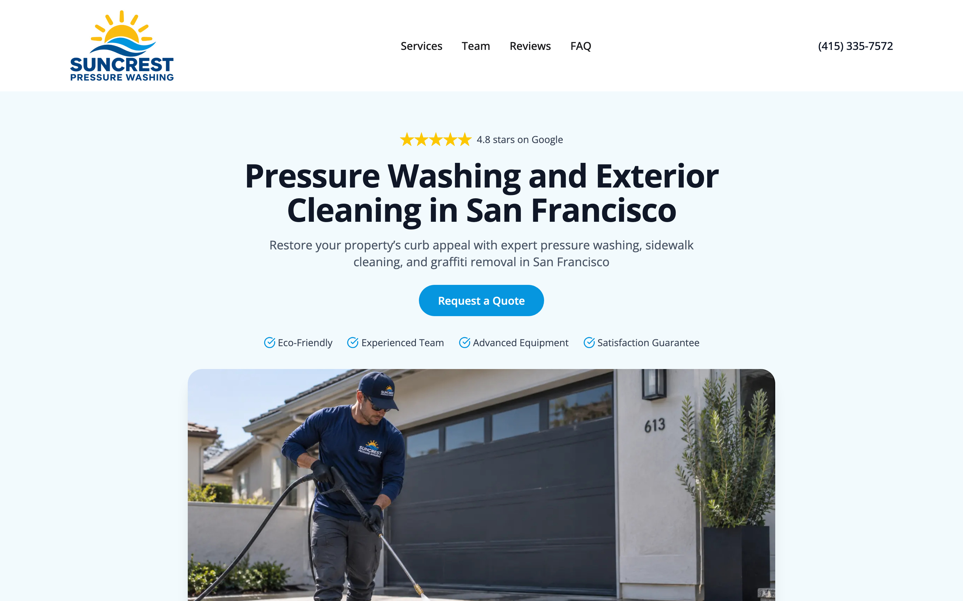 Pressure washing website builder preview