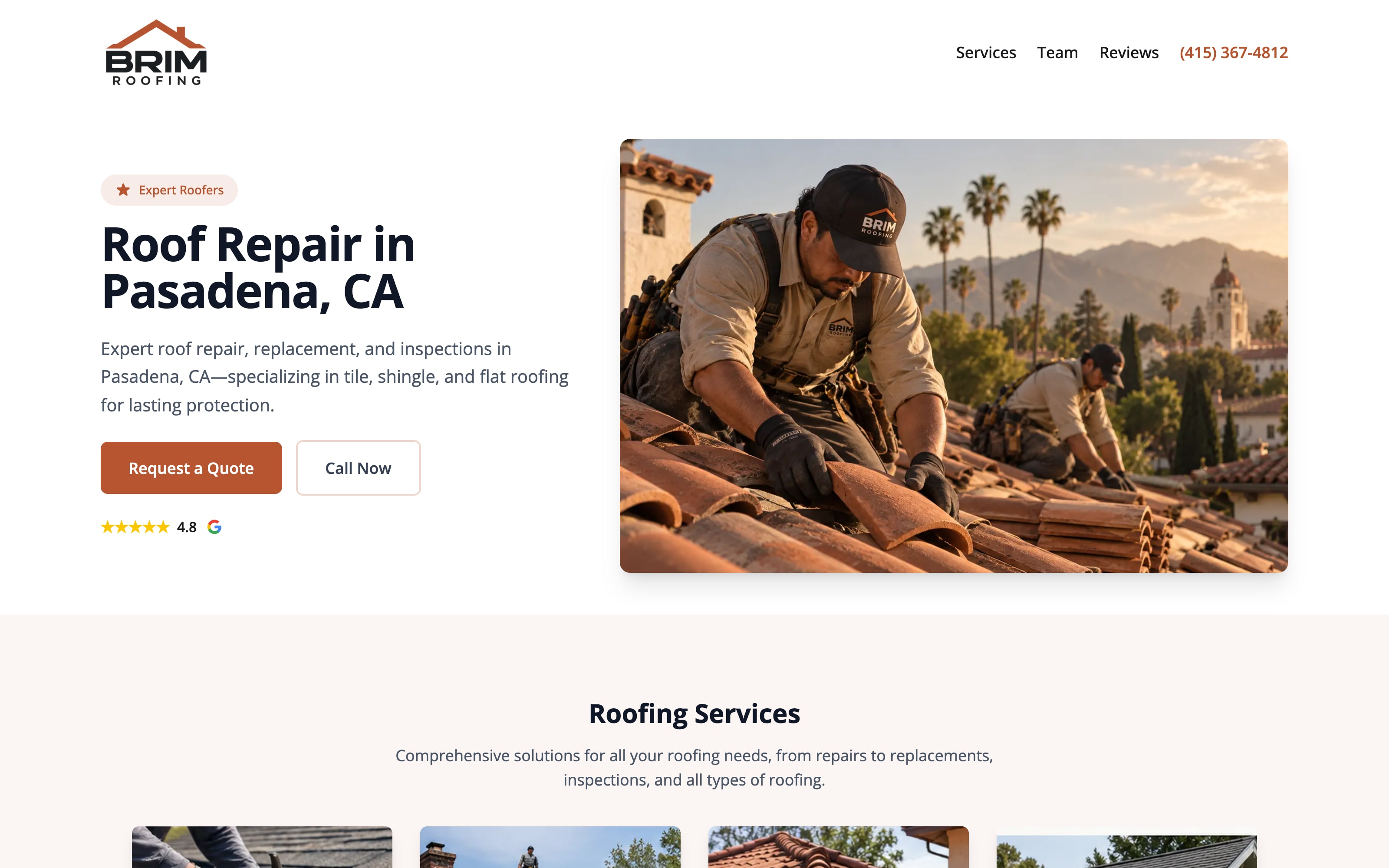 Roofing website builder preview