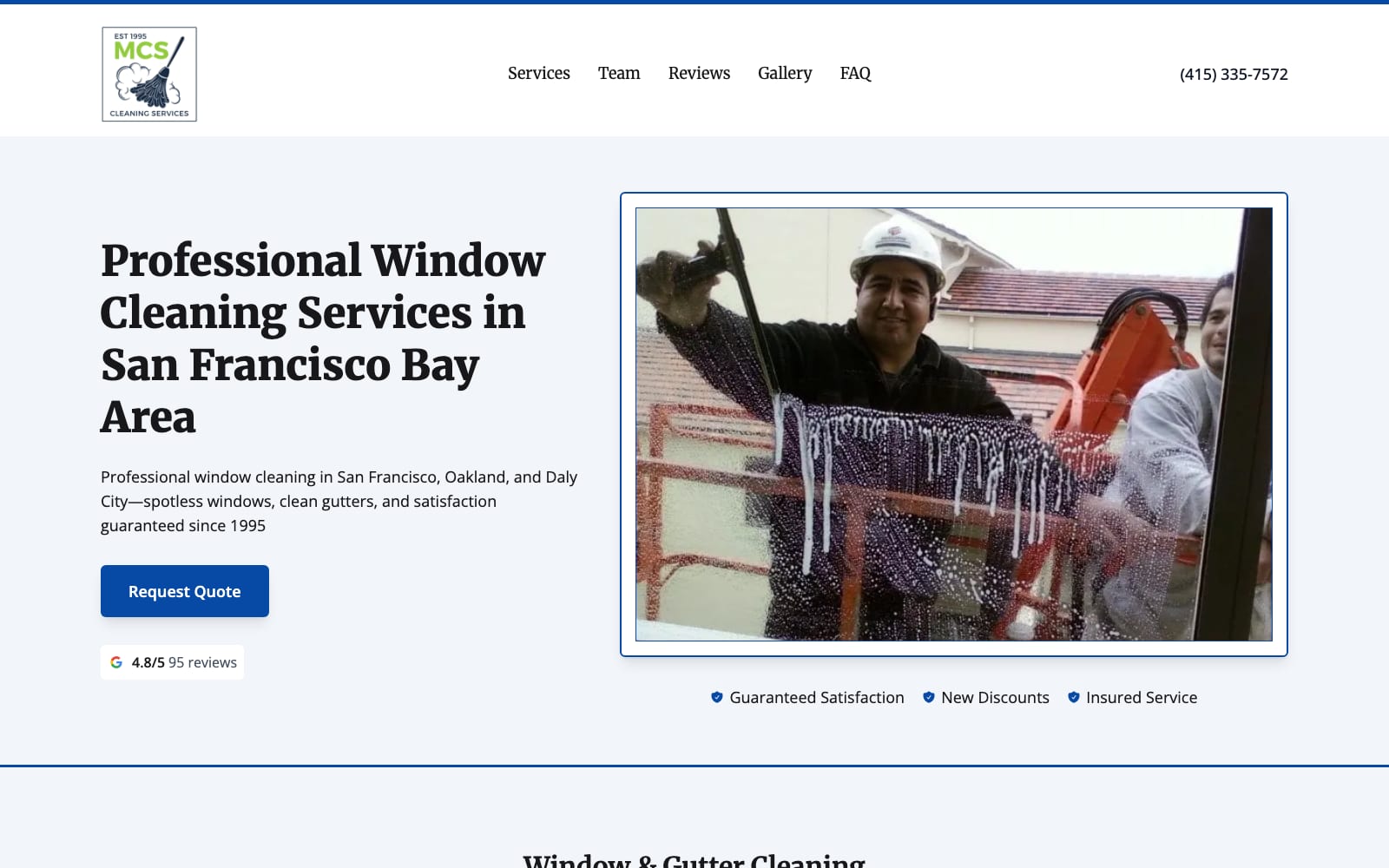 Window cleaning website builder preview